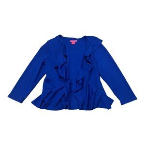 Sunny Leigh Royal Blue Ruffles Open Front Cardigan M